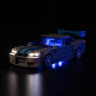 BrickBling LED Light Kit for Lego Speed Champions Fast & Furious Nissan Skyline GT-R (R34) Toy Car Building Set, Blue Underglow Lights for Lego 76917 (No Model)