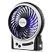 efluky 3 Speeds Mini Desk Fan, Rechargeable Battery Operated Fan with LED Light and 2200mAh Battery, Portable USB Fan Quiet for Home, Office, Travel, Camping, Outdoor, Indoor Fan, 4.9-Inch, Black