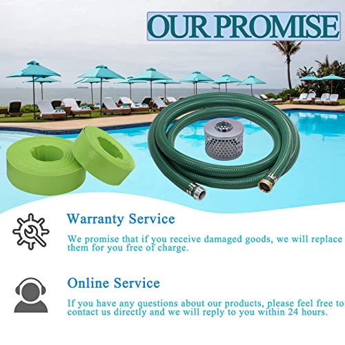 Eastrans Discharge Hose Pump Kit Includes 2" X 20' Green Pvc Suction Hose With Aluminum Pinlug Fitting,Steel Round Hole Suction Strainer #TOP4