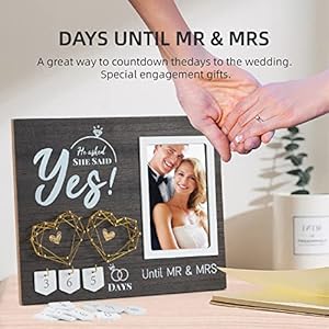 Engagement Gifts for Couple Wedding Countdown Calendar Engagement Picture Frame Cool Engagement Gifts for Her Women Couples Newly Engaged He Asked She Said Yes