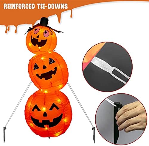 Eambrite Halloween Light up Inflatable Pumpkins with Orange Leds Mains Powered Blow up Halloween Outdoor Decorations Waterproof for Front Door Garden Yard Lawn Party Decor 