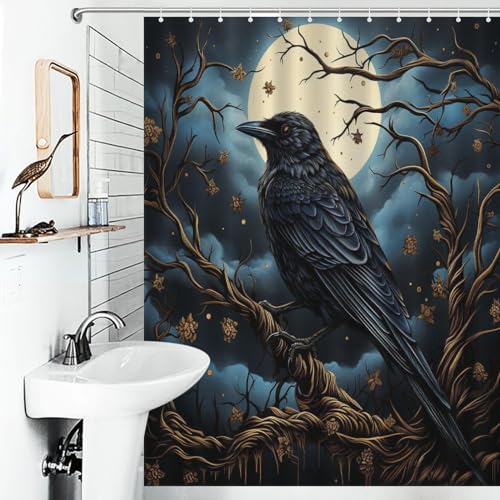 Rideau de douche oiseau mignon imperméable en polyester lavable 140x183cm