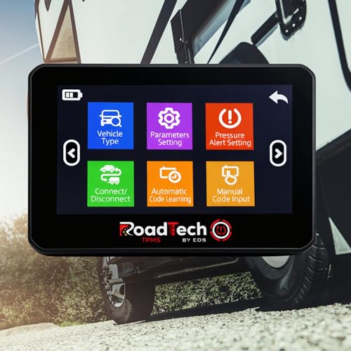 RoadTech TPMS Kit 4 Flow Through - Tire Pressure Monitoring System for RVs, Trailers & Tow Vehicles, Real-Time Pressure & Temperature Alerts, Easy Install, Color Display - Image 3