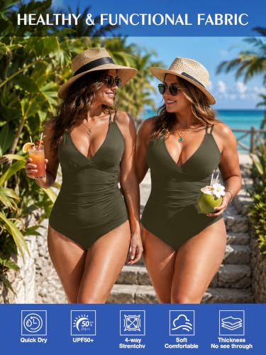 Image of KI LAPHEE One Piece Swimsuits for Women Tummy Control Bathing Suits Sexy Criss Cross Back Swimwear