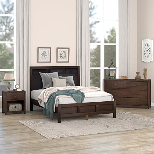 Bedroom Sets, 3 Pieces Bedroom Sets with Queen Size Bed, Nightstand and Dresser, Wood Framhouse Bedroom Furniture Sets, Queen Bedroom Sets (Brown Queen Bed, 3 Pieces) Bedroom Sets, 3 Pieces Bedroom Sets with Queen Size Bed, Nightstand and Dresser, Wood Framhouse Bedroom Furniture Sets, Queen Bedroom Sets (Brown Queen Bed, 3 Pieces)