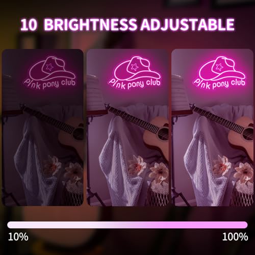 Image of Pink Pony Neon Sign Western Cowgirl Neon Lights for Wall Decor Dimmable Neon Lights Midwest Princess Led Signs For Bedroom Wall Girl Cave Club Bar Pub Gift
