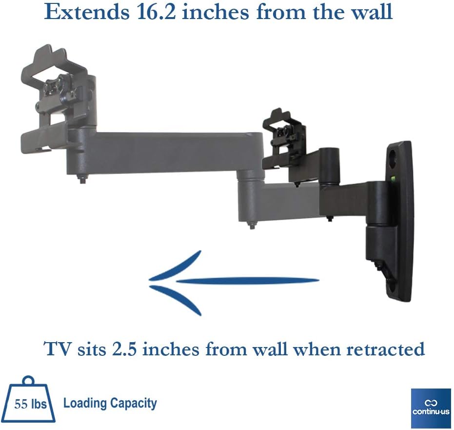 Black Adjustable Wall and Ceiling TV Mount for 50" Screens