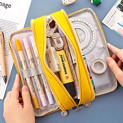 Image of iSuperb Large Pencil Case 3 Compartments Pencil Pouch Big Capacity Pencil Bag for Kids Teen Girls Boys Student School Supplies Oxford Organizer Pen Bag Cosmetic Makeup Pouch