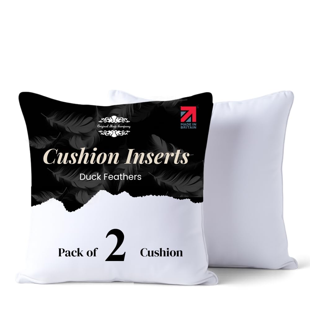 Duck Feather Filled Cushion Inserts 12” X 16” (30 X 40 CM) Pack of 2 – 100% Cotton Cushion Inner for Sofa, Couch & Bed - Decorative Throw Pillow Filler – Natural Feather Decorative Pillow Inserts — image 1
