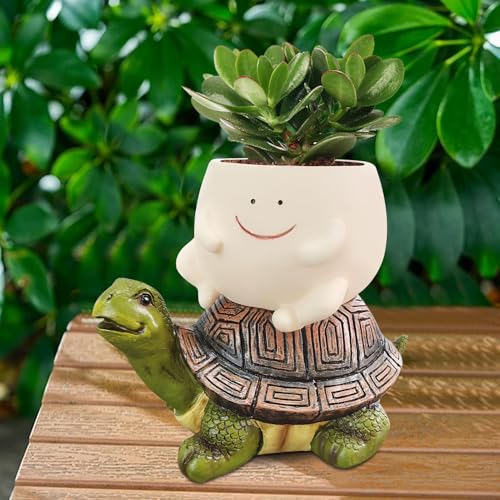 Ferakum Blumentöpfe mit Smiley-Gesicht Gartendeko Frühling Statue,...