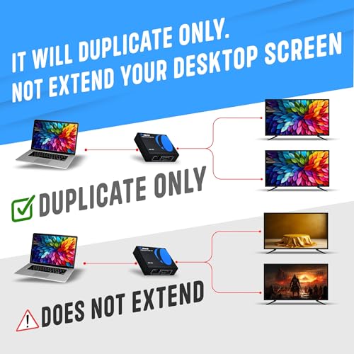 Image of OREI HDMI Splitter 1 in 2 Out - Ultra HD 4K @ 30Hz, HDCP, 3D & Full HD 1080P Support for Xbox, PS4, Blu-ray, HDTV - Adapter Included (Pack of 2)