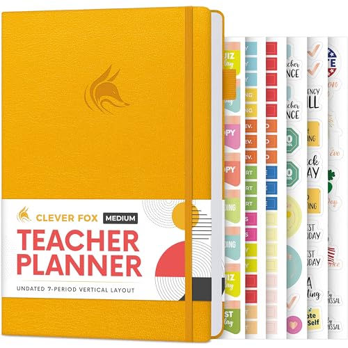 Clever Fox Teacher Planner – School Year Planner with Calendars &...
