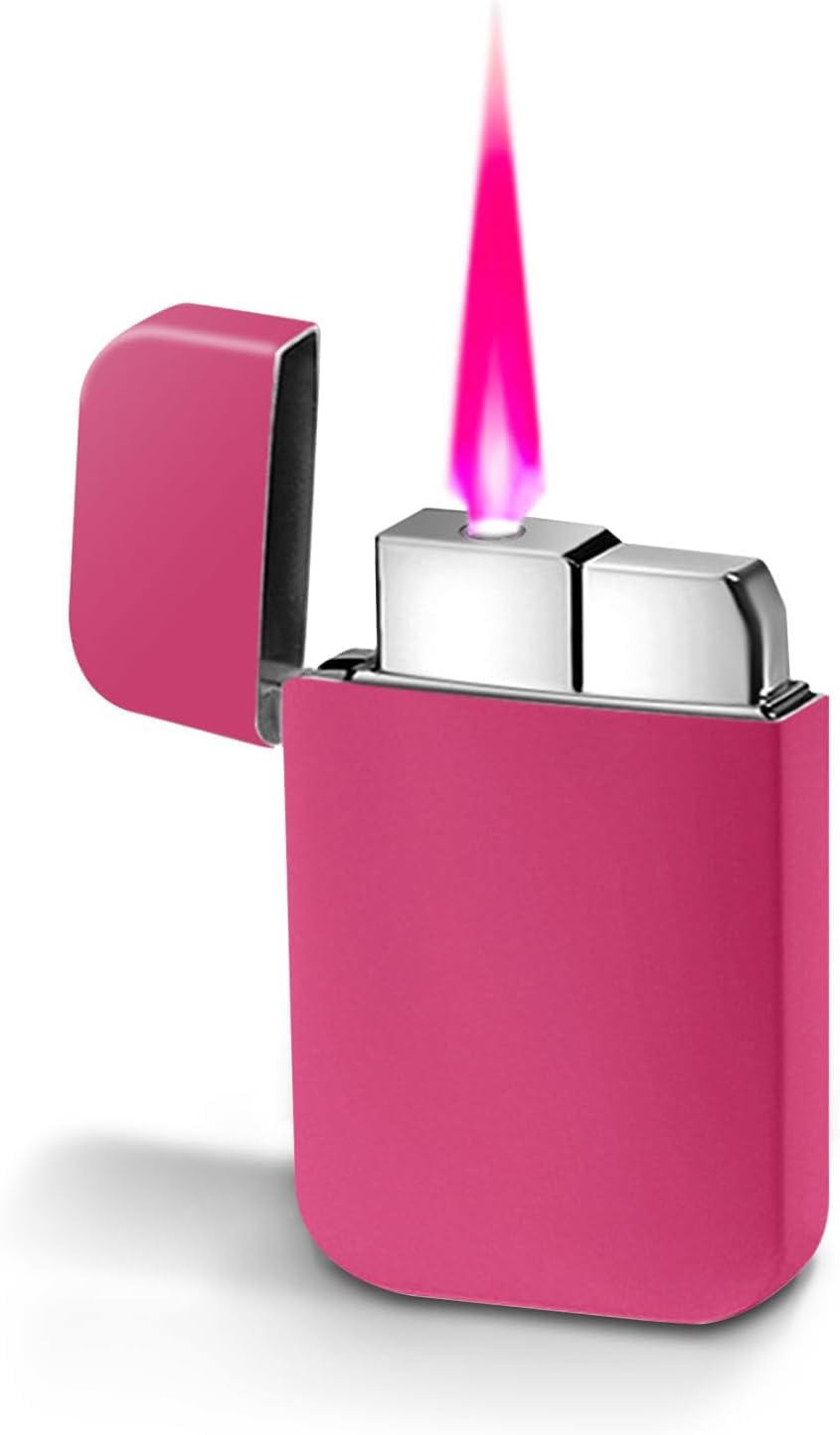 Pink Torch Lighter for Girls Teens Windproof Refillable Butane Pocket Lighter Cute Jet Flame Reusable Torch for Candle