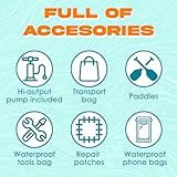 KP Inflatable Kayak 2 Person with Sun Canopy (Detachable) - Kayaks for Adults - Waterproof Phone Bags - Adjustable Seats - 3rd Seat for Dog/Child - Backrests & More - Yellow Green - Image 7