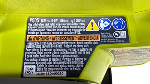 Ryobi 18 Volt Cordless Circular Saw, 5 1/2 In. - Bare Tool, (No Retail Packaging, Bulk Packaged) P505 #TOP4