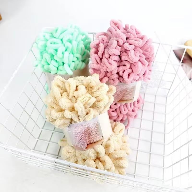 Przędza z pętelką na palec, 2 kulki Puffy Loop Przędza palcowa Wełniana plecionka ręczna Lina Knitting Gruba aksamitna tęczowa przędza(Color 30)