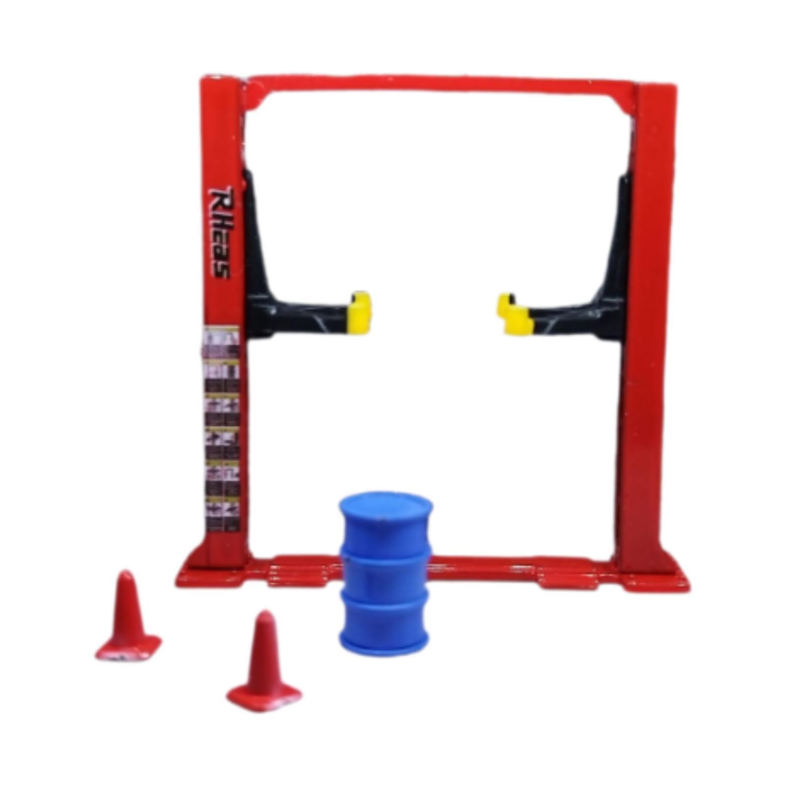 TTETTZ 1/64 Scale Garage Accessories Tool Kit for Repair Frame And Gantry, Red Car Lift
