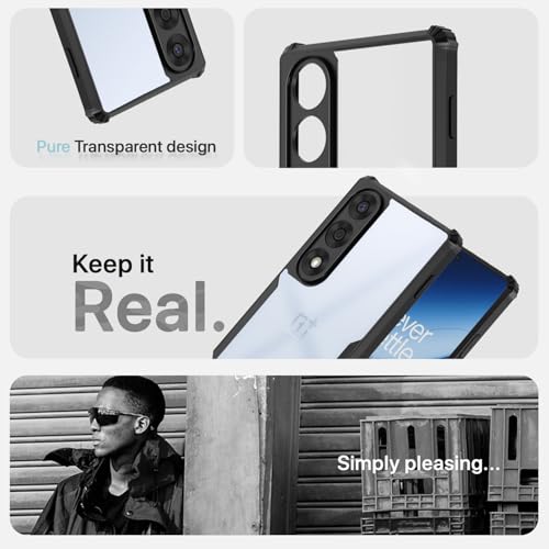 Image of Pikkme Back Cover for Oneplus Nord 5 5G | Ultra Hyrbid | Full Camera Protection | Raised Edge | Crystal Clear Transparent Bumper Case (Black)