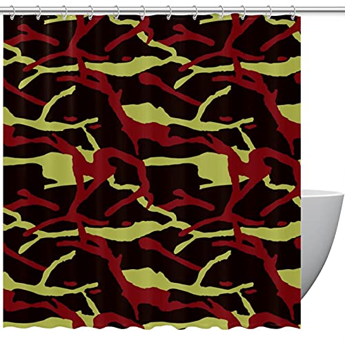 Rideau de douche camouflage rouge et noir 183x183 cm avec 12 crochets - 2
