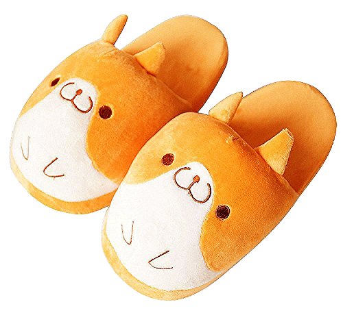 Cute Corgi Dog Non-Slip Warm Slippers,5-8 Yellow