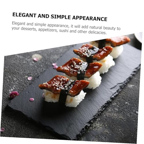Plato rectangular natural de piedra para sushi 30 cm miniatura 3