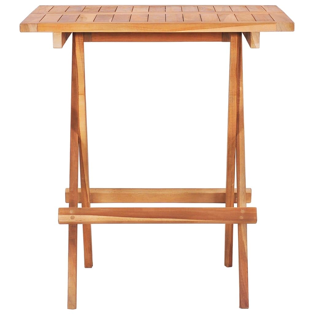 3-częściowy zestaw bistro składany z litego drewna tekowego, drobno szlifowany, 60 x 60 x 65 cm, do ogrodu, na taras i do jadalni, zajmuje mało miejsca i jest odporny na warunki atmosferyczne