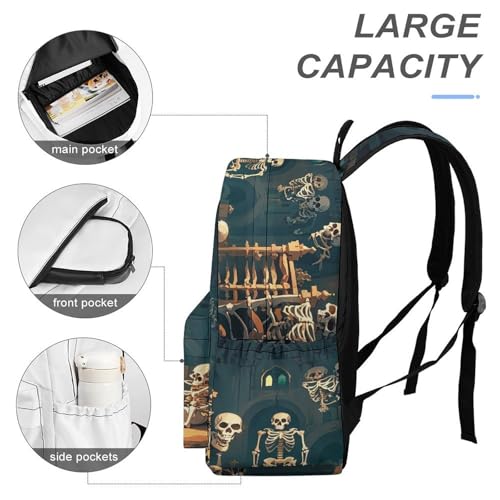 Backpack for Travel, Skull Decor Print Modern Backpack Shoulder Bag4