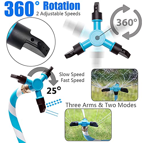 Yuboa Trampoline Sprinkler for Kids,Rotating Trampoline Water Sprinkler Outdoor Waterpark for Boys Girls Children Fun Summer Trampoline Accessories Sprinkler Sky Blue 4.92ft. - Thumbnail 3