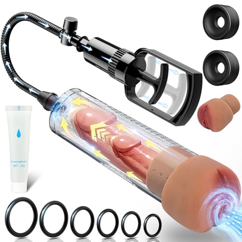 Penispumpen Männer Sexspielzeug für Männer Penis Pumpe mit 6 Penisringen und 2 Manschette Masturbator muschi Vakuumpumpe Penisvergrößerung Verlängerung Toyset Sex Spielzeug für die männer Extrem