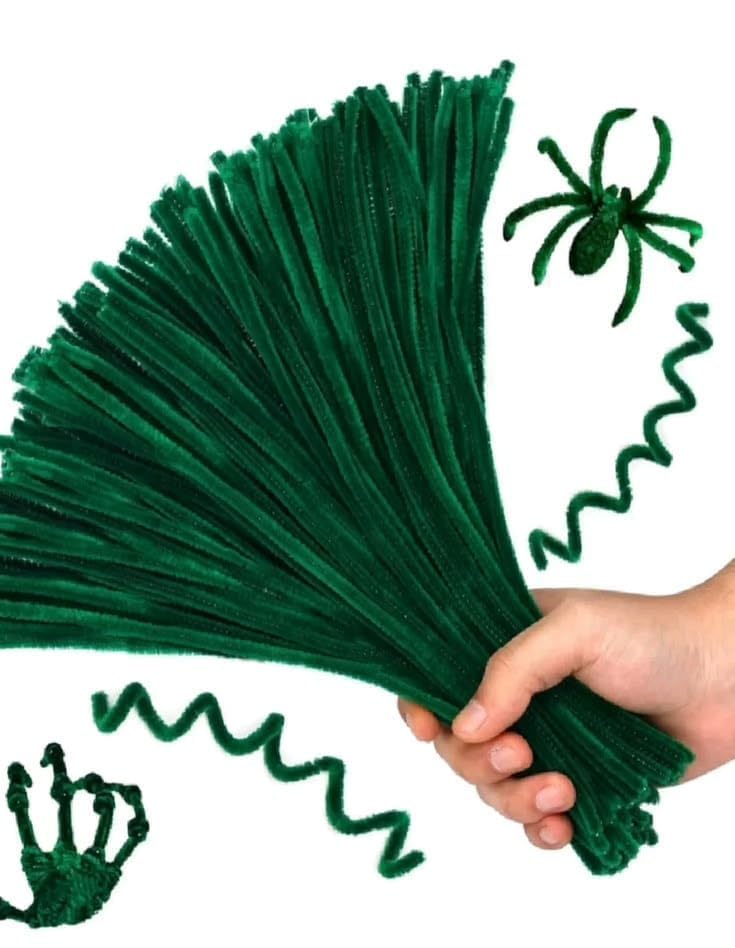 Image of TRAIS Dark Green Pipe Cleaners for Crafts (100 Pieces) | Flexible Chenille Stems for DIY Art, Flower Making, Kids Craft, School Projects & Decoration Supplies