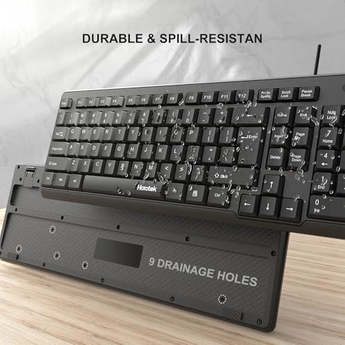 Image of Wired Computer Keyboard, Full Size USB Quiet Keyboard with Number Pad,Slim Compact Soft Basic Laptop Keyboard for Windows PC Office Desktop (Black) | Slim Compact Basic Keyboard, USB Plug-and-Play, Budget Quiet Corded Keyboard, for Laptop Windows PC Office Desktop (Black)