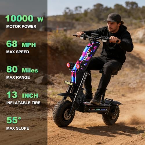 ZonDoo RoadHitter Electric Scooter with Seat (Grey Black) - 10000W Motor, 68 MPH Top Speed, 75 Mile Range - Image 6
