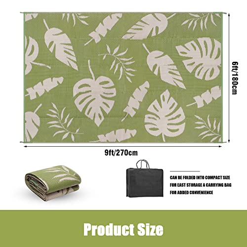 Ileading Reversible Plastic Outdoor Rug Tropics Palm Leaves Straw Mat, Waterproof Patios Carpet 6X9Ft Non Shedding Portable Decor Area Rugs For Deck Rv Picnic Beach Backyard (6' X 9'Green) #TOP1