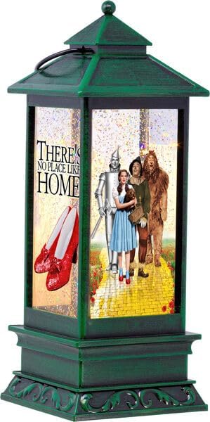 Spoontiques Wizard of Oz Glitter Lantern - No Place Like Home Holiday Traditional Light Up Decoration - Indoor Seasonal Festive Decor for Centerpiece, Mantle, Tabletops at Christmas (4" x 4" x 10.5")