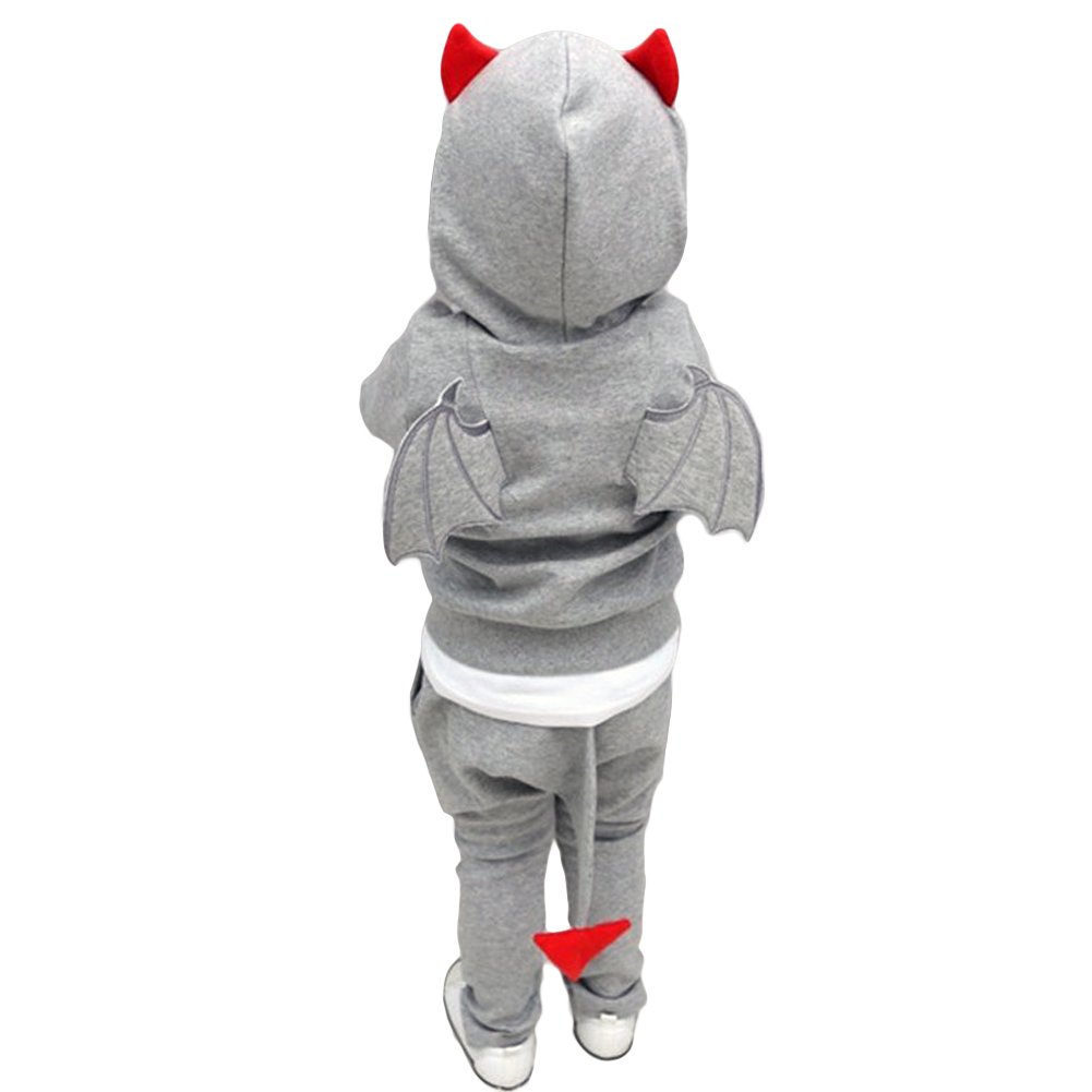 LOCOMO Kid Unisex Devil Costume Hoodie Jacket Active Pant Set FBB006BLKL
