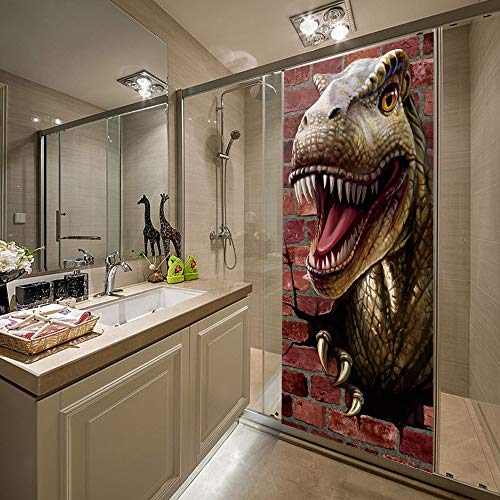 Sticker porte effet dinosaure 3D mural papier peint imperméable 88x200 - 2