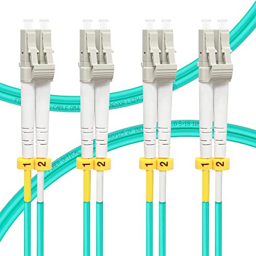 Image of FLYPROFiber- OM4 LC to LC Fiber Patch Cable | Length Option: 0.2m-100m, 40GB /100GB Duplex, 50 /125um Multimode Fiber Optic Cables, LSZH, 4pack, 0.2M(7inch)