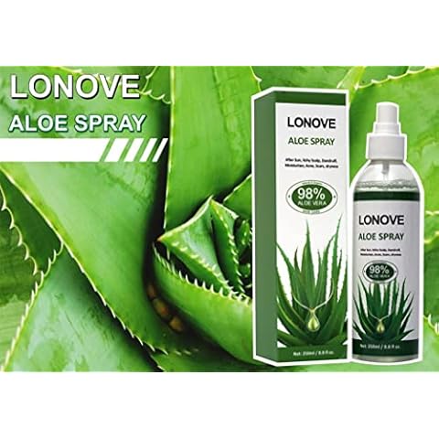 Lonove Aloe vera Spray for Softer, smoother and Healthier Body Skin, Face and Hair- Quick Absorption without Stickiness - Pure Aloe vera Content Inside - 12 Oz Cover