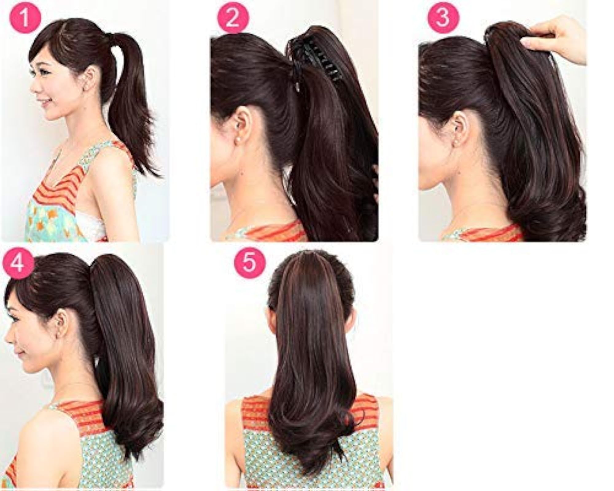 Curly Wavy Ponytail Clip Hair Extension for Women, Dark Brown
