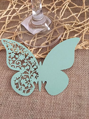 Colormax 50pcs Mariposa mesa de boda nombre tarjetas de lugar Copa de vino Decoración de Fiesta favor