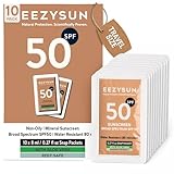 EEZYSUN Mineral SPF 50 Mini Sunscreen Travel Size Snap Packets - Infused with Aloe Vera, Vegan & Reef-Safe, Broad Spectrum, Non-Oily & Natural with UVA/UVB Protection, 10 Packets x 0.27 FL OZ
