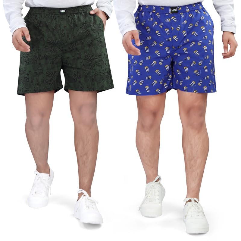 Image of Shorts for Boys - 100% Cotton Printed with Side Pockets - Pack of 2 - Available from Size 7 Years to XL