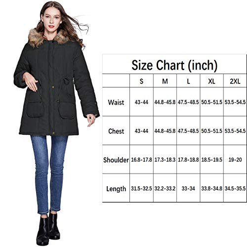 Freeprance Winter Coats for Women Parka Jacket Coat with Faux Fur Lining Hood Black1FSY0002_XAG_2XL