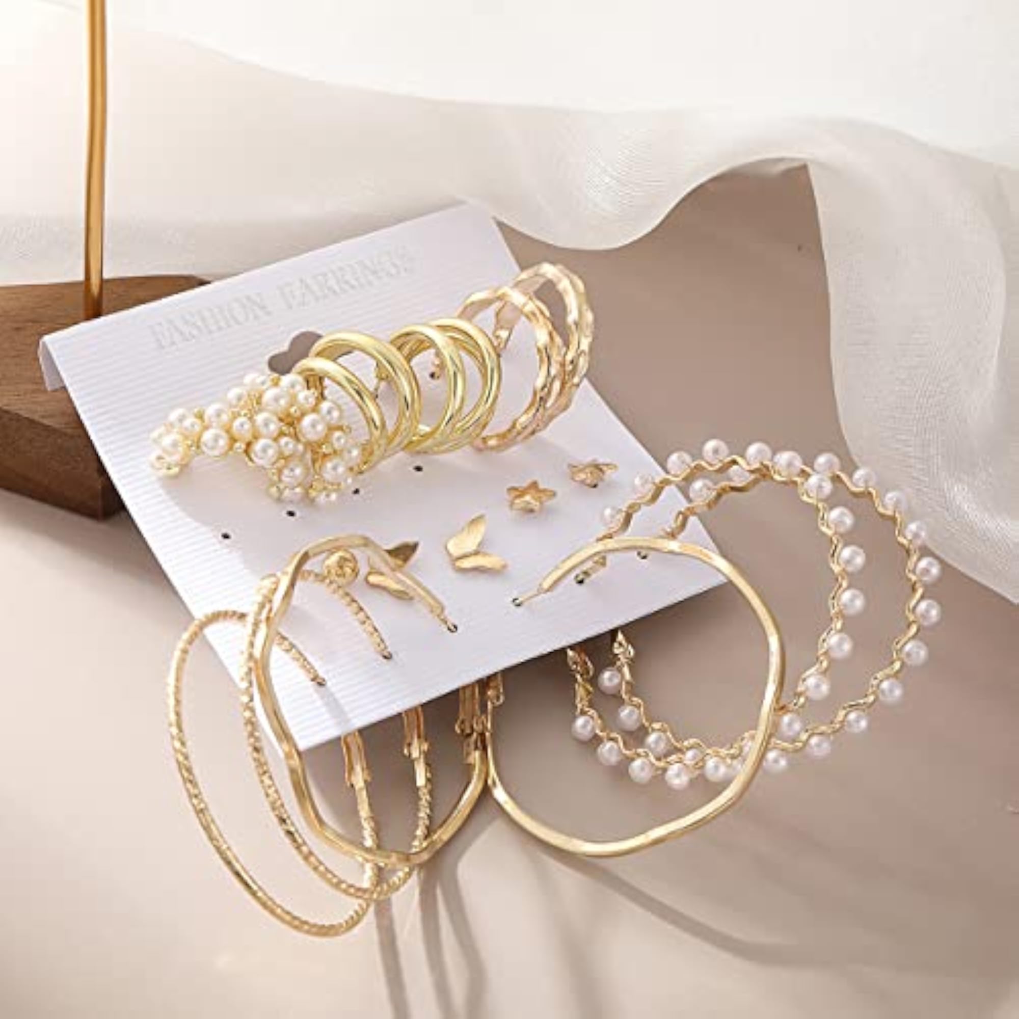 Contemporary Studs and Hoop Earrings Set of 9
