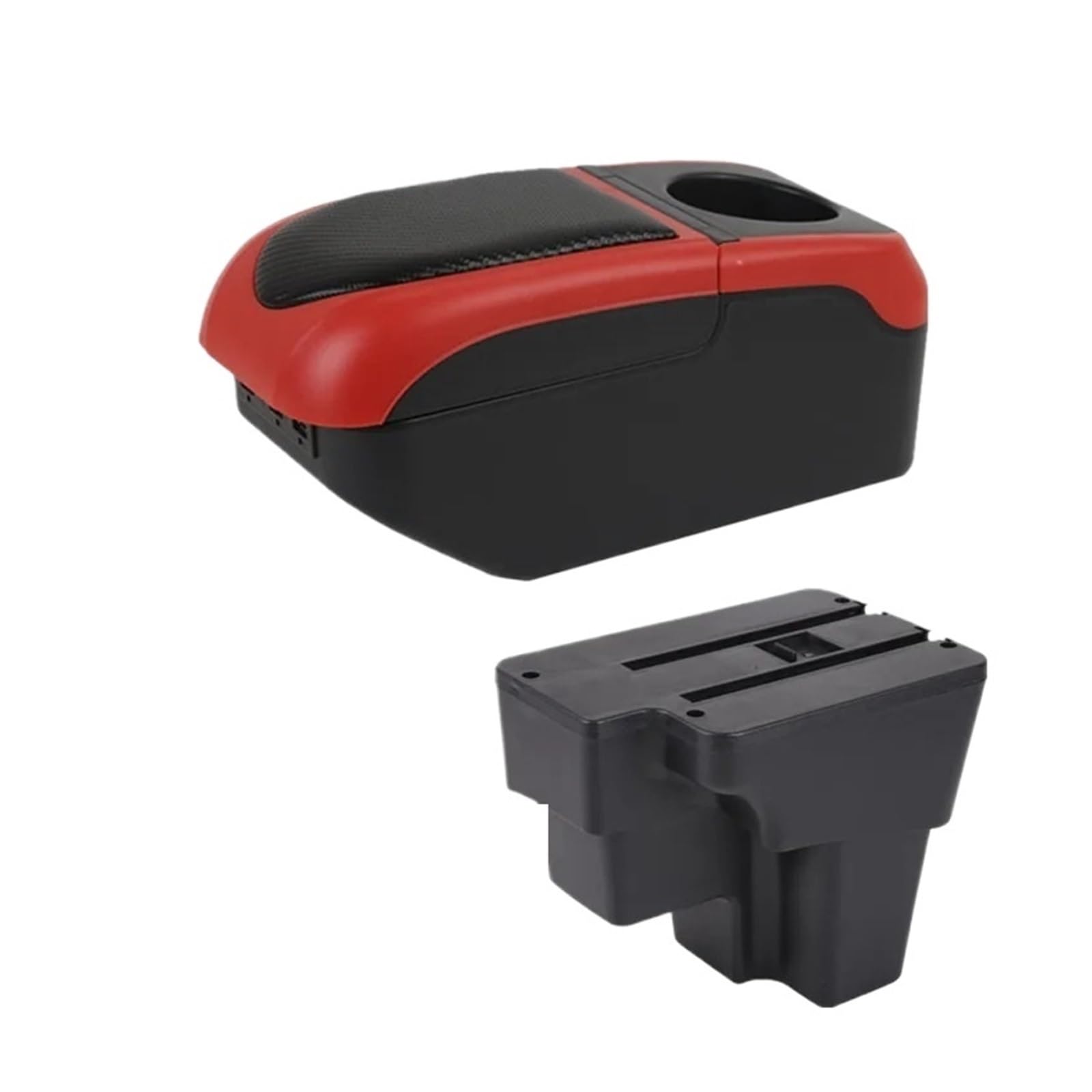 Umdjju S1 Black-Red 6Usb For Kia For Rio For Stonic 2015-2024 Armrest Box Retrofit Car Storage Accessories Car Centre Console Armrest Box(S1 Black-Red 6Usb)