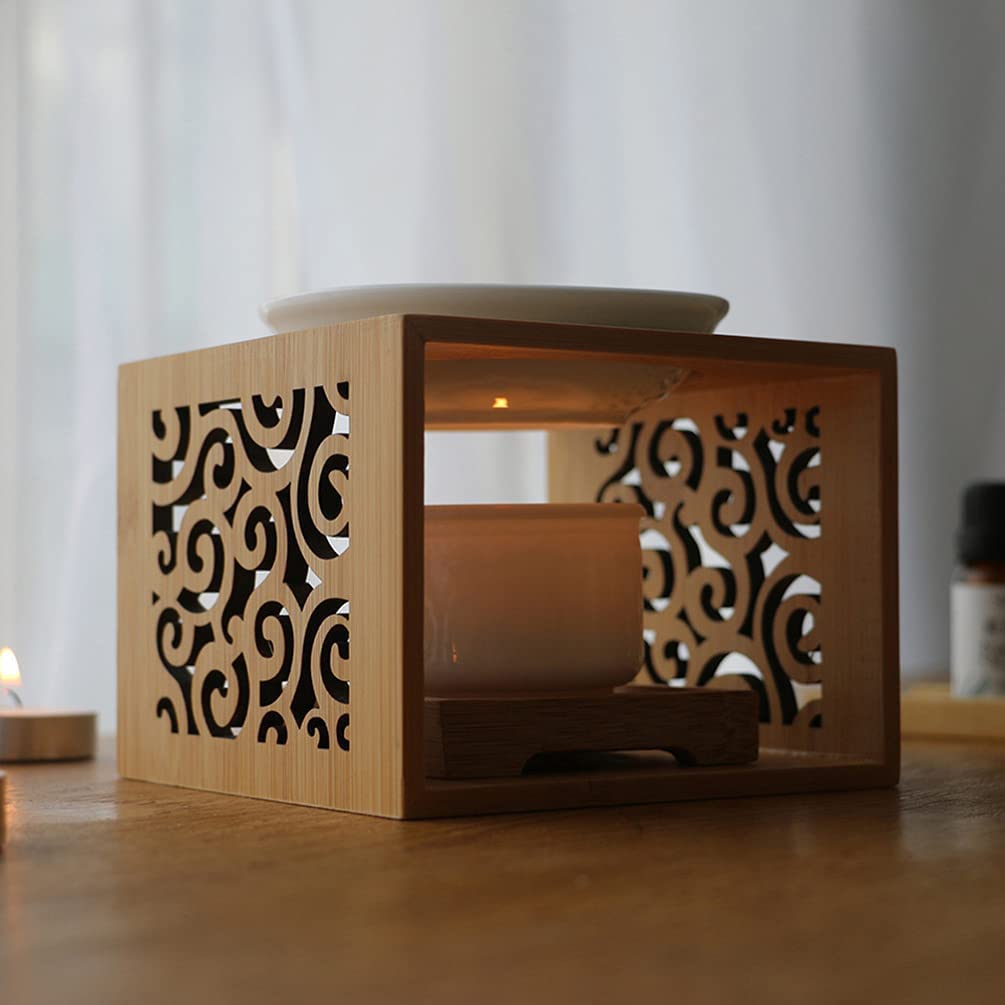 Aromatherapie-Lampe Brenner für ätherische Öle, Wachsschmelzbrenner, Aromabrenner aus Holz, ätherisches Öl, Lampe, Homefor Wax Melts, Heimbüro, Dekoration, Einzugsgeschenk für Wohnzimmer Studie