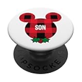Disney Mickey Mouse Family Matching Holiday Plaid Son PopSockets Adhesive PopGrip