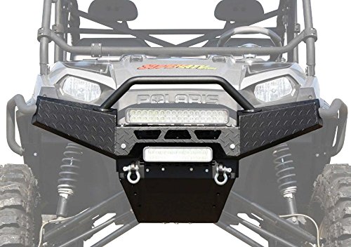 SuperATV Winch Ready Front Bumper for Polaris Ranger XP 570/ 700/ 800/ 900/ 900 Diesel/ 1000 Diesel/ Crew (See Fitment) - Pre-fit for any SuperATV Black Ops Winches - Made of Thick Steel Plating