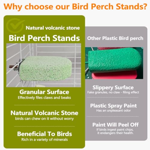 Image of 4Pack Bird Perch Stands Parrot Beak Grinding Stone Platform,Color-S | Parakeet Foot Claws Trimmer,Calcium Perch Climbing Chewing Toys for Small Medium Birds Cockatiel Conure Lovebird Budgie