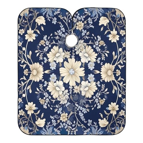 Capa profesional impermeable de corte de cabello con diseño floral ornamental y cierre ajustable de broche para peluquería miniatura 2